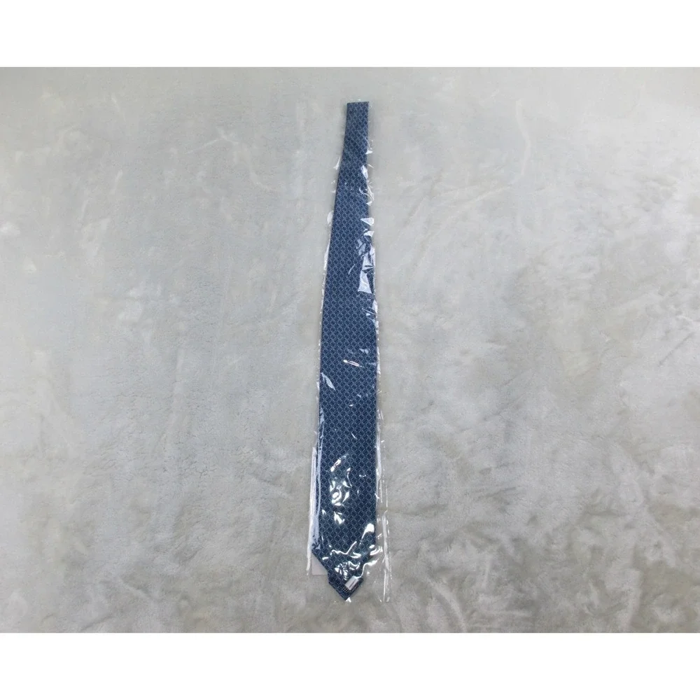 NEW ETON Neck Tie Mens Blue Geometric Silk Made In Italy Casual 12